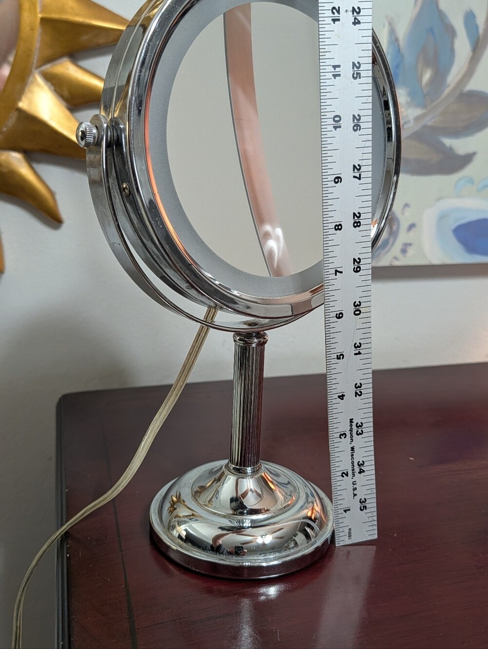 Magnifying Chrome Lighted Vanity Mirror Jerdon White Adjustable 25 Watt Bulb